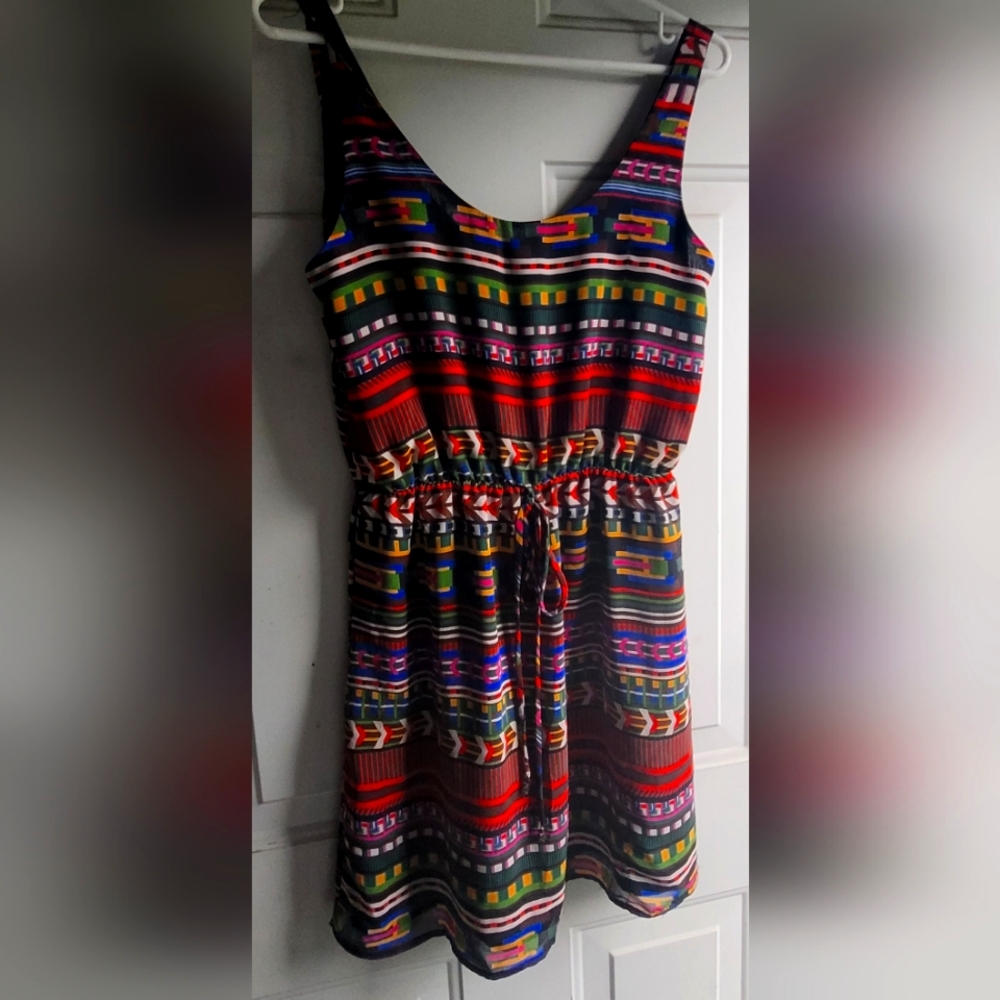 Noble U Orange and Blue Mini Sundress